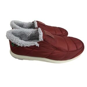 Stio Mens Colter Mountain Slip Shoes Mens Size 8 Maroon Puffer Sherpa Lined